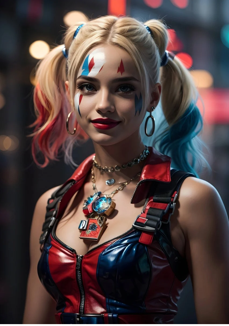 AI generated image of Harley Quinn courtesy of Pixabay.